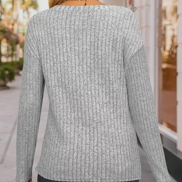 Women' Long Sleeve V Neck Shirts 2025 Fall Tops Casual Outfits Blouses Pullover - Picture 3 of 4